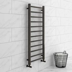 Brand new 👍 Brooklyn Black Nickel 1200 x 500mm Straight Heated Towel Rail 🔔
