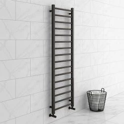 Best Pirce ✨ Brooklyn Black Nickel 1600 x 500mm Straight Heated Towel Rail 😀