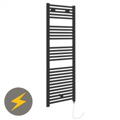 Wholesale 😀 E-Diamond Electric Only Heated Towel Rail - W480mm x H1375mm - Matt Black - Straight ✔️