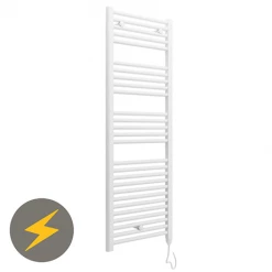 Coupon 🧨 E-Diamond Electric Only Heated Towel Rail - W480mm x H1375mm - White - Straight ❤️