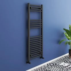 Best Pirce 🥰 Toreno Black Curved W500 x H1200mm Heated Towel Rail 😍