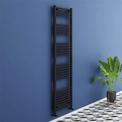 Best Sale ⭐ Toreno Black Curved W500 x H1800mm Heated Towel Rail ⭐