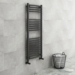 Cheapest ✨ Diamond Curved Heated Towel Rail - W500 x H1200mm - Anthracite 😀