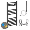 Best deal 🥰 Diamond Anthracite 400 x 800mm Straight Heated Towel Rail (incl. Valves + Electric Heating Kit) ❤️