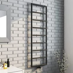 Budget π Arezzo Matt Black 1500 x 500 Ladder Heated Towel Rail π