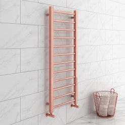 Deals 🎉 Brooklyn 1200 x 500mm Rose Gold Straight Heated Towel Rail ❤️