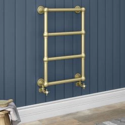 Wholesale 💯 Chatsworth Traditional 498 x 748 Brushed Brass Wall Mounted Heated Towel Rail 🤩