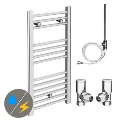 Flash Sale ⭐ Diamond 400 x 800mm Straight Heated Towel Rail (incl. Valves + Electric Heating Kit) 👏