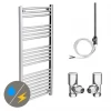 Outlet ???? Diamond 500 x 1200mm Straight Heated Towel Rail (incl. Valves + Electric Heating Kit) ⭐