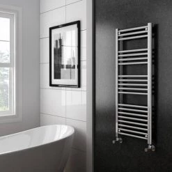 Outlet 🤩 Diamond 500 x 1200mm Straight Heated Towel Rail (incl. Valves + Electric Heating Kit) ⭐ -Ladder Towel Radiators Sales COL009 EHK d6 460