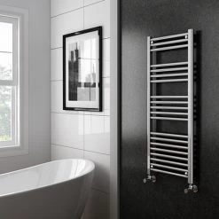 Top 10 ✔️ Diamond Heated Towel Rail - W500 x H1200mm - Chrome - Straight 🔥