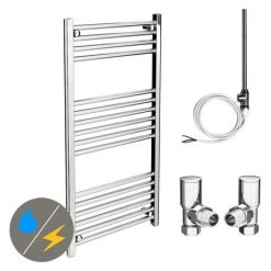 New 😍 Diamond 500 x 1000mm Straight Heated Towel Rail (incl. Valves + Electric Heating Kit) 🔔