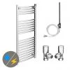 Best deal 🎉 Diamond 500 x 1200mm Curved Heated Towel Rail (incl. Valves + Electric Heating Kit) 🌟