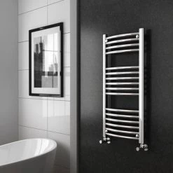 Hot Sale ❤️ Diamond 500 x 1000mm Curved Heated Towel Rail (incl. Valves + Electric Heating Kit) 🤩 -Ladder Towel Radiators Sales COL025 EHK d4 460