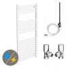 Discount 🥰 Diamond White 500 x 1200mm Straight Heated Towel Rail (incl. Valves + Electric Heating Kit) 🌟