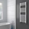 Outlet ???? Diamond Curved Heated Towel Rail - W500 x H1200mm - White ????