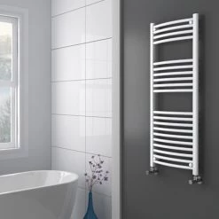 Outlet π₯ Diamond Curved Heated Towel Rail - W500 x H1200mm - White π