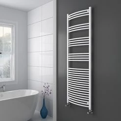 Hot Sale π Diamond Curved Heated Towel Rail - W600 x H1800mm - White π