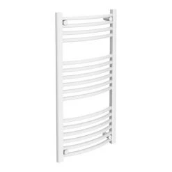 Deals 🛒 Diamond Curved Heated Towel Rail - W500 x H1000mm - White ✔️