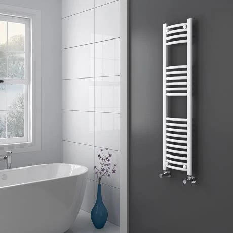 Outlet π Diamond Curved Heated Towel Rail - W300 x H1200mm - White π€© 2 Outlet π Diamond Curved Heated Towel Rail - W300 x H1200mm - White π€© - Image 2