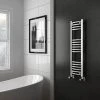 Brand new ⌛ Diamond Curved Heated Towel Rail - W300 x H1000mm - Chrome ????
