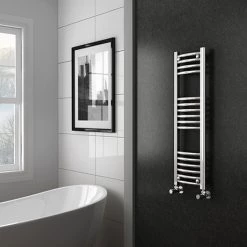 Brand new ⌛ Diamond Curved Heated Towel Rail - W300 x H1000mm - Chrome 💯