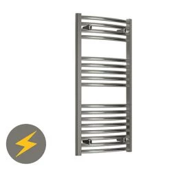 New ⭐ Reina Diva H800 x W450mm Chrome Curved Electric Towel Rail 👏