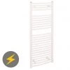 Coupon 👏 Reina Diva H1200 x W400mm White Curved Electric Towel Rail 🔥