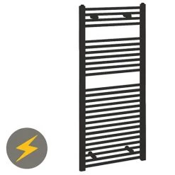 Wholesale 🔔 Reina Diva H1200 x W500mm Black Flat Electric Towel Rail 🧨