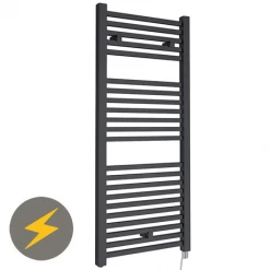 Budget ✔️ Hudson Reed 1110 x 500mm Electric Square Heated Towel Rail - Anthracite - HL153 ✨