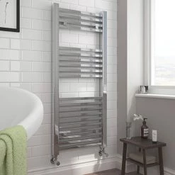 Coupon 🛒 Cube Heated Towel Rail - Chrome (500 x 1200mm) ❤️