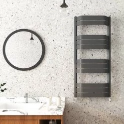 Discount ❤️ Milan Bow-Fronted Anthracite 1200 x 550 Designer Flat Panel Heated Towel Rail ⌛ -Ladder Towel Radiators Sales MBTR125A4 d2 460