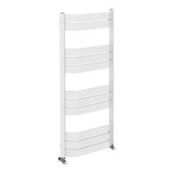 Brand new 😀 Milan Bow-Fronted White 1200 x 550 Designer Flat Panel Heated Towel Rail 💯 -Ladder Towel Radiators Sales MBTR125W4 d3 460