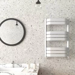 Deals π Milan Bow-Fronted White 850 x 550 Designer Flat Panel Heated Towel Rail π 6 Deals π Milan Bow-Fronted White 850 x 550 Designer Flat Panel Heated Towel Rail π -Ladder Towel Radiators Sales MBTR855W4 d2 460