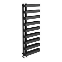 Promo 🧨 Milan Curved Anthracite 1300 x 500 Designer Flat Panel Heated Towel Rail - 9 Sections 🎁 -Ladder Towel Radiators Sales MCTR135A1 d4 460