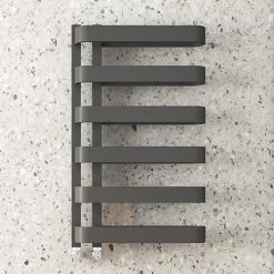 Budget π€© Milan Curved Anthracite 850 x 500 Designer Flat Panel Heated Towel Rail - 6 Sections π