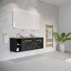 Top 10 🎉 Crosswater MPRO 480 x 1140mm Electric Only Towel Rail - Brushed Brass Effect - MP48X1140FELEC ⌛ -Ladder Towel Radiators Sales MP48X1140FELEC D2 460