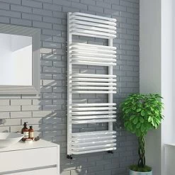 Best Sale 🎁 Monza 500 x 1269 White Designer D-Shaped Heated Towel Rail 🌟