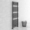 Budget 🔔 Monza Matt Black 1450 x 500 Round Bar Heated Towel Rail ✔️