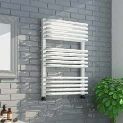 Cheapest ✔️ Monza 500 x 736 White Designer D-Shaped Heated Towel Rail 👏