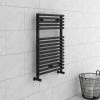 Outlet 👏 Monza Black 730 x 500 Round Bar Heated Towel Rail 👏