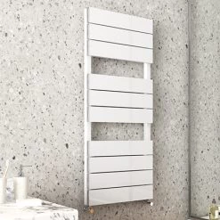 Outlet 🌟 Monza White Aluminium Heated Towel Rail 1150 x 500mm Flat Panels ❤️