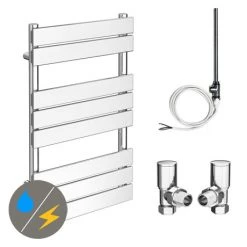 Flash Sale ✨ Milan 500 x 840mm Heated Towel Rail (incl. Valves + Electric Heating Kit) 🛒