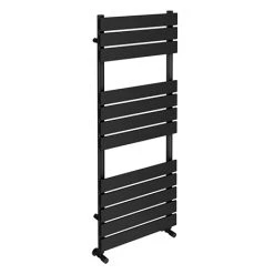 Coupon 🤩 Milan Matt Black 1200 x 490mm Heated Towel Rail ✔️