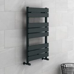 Flash Sale 🥰 Milan Heated Towel Rail 840mm x 500mm Anthracite 🧨