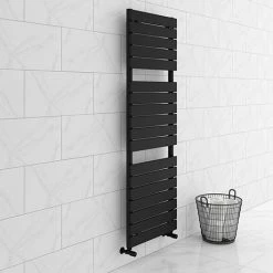 Coupon 🔥 Milan Matt Black 1512 x 500mm Heated Towel Rail 👏