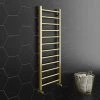 Budget ❤️ Arezzo 1200 x 500mm Brushed Brass Straight Heated Towel Rail 🌟