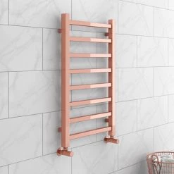 Outlet 😀 Brooklyn Square 800 x 500mm Rose Gold Heated Towel Rail 💯