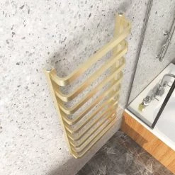 Cheapest ✨ Venice Brushed Brass Designer Heated Towel Rail (500 x 1200mm) 👏 -Ladder Towel Radiators Sales VENBB125 d2 460