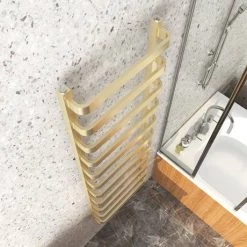 Brand new ⭐ Venice Brushed Brass Designer Heated Towel Rail (500 x 1500mm) ✨ -Ladder Towel Radiators Sales VENBB155 d2 460